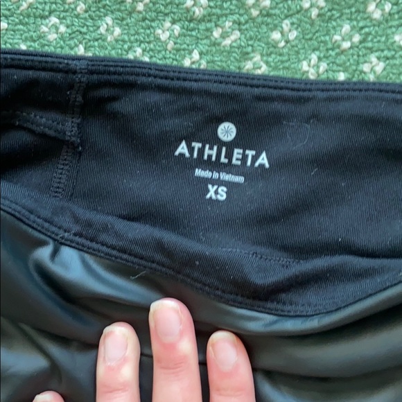 Black Athleta faux Leather Panel Leggings - Picture 2 of 4